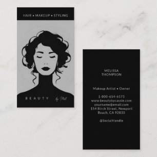 Carte De Visite Maquillage de beauté moderne ongles de cheveux noi