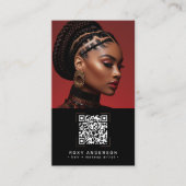 Carte De Visite Maquillage de cheveux Artiste moderne noir QR Code (Devant)