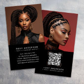 Carte De Visite Maquillage de cheveux Artiste moderne noir QR Code