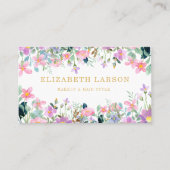 Carte De Visite Maquillage de cheveux d'artiste de beauté florale (Devant)