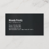 Carte De Visite Maquillage de cheveux longs noir et or Artiste Lis (Dos)