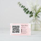 Carte De Visite Maquillage de cheveux rose brosse photo qr code lo (Debout devant)