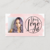 Carte De Visite Maquillage de cheveux rose brosse photo qr code lo (Dos)
