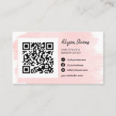 Carte De Visite Maquillage de cheveux rose brosse photo qr code lo (Devant)