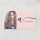 Carte De Visite Maquillage de cheveux rose pâle photo code qr init (Devant)