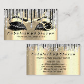 Carte De Visite Maquillage de coiffeur Eyelash ciseaux or Gris Dri (Devant / Derrière)