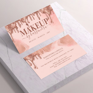 Carte De Visite Maquillage De Glam À Parties scintillant D'Or Fait