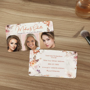 Carte De Visite Maquillage de légende photo 3 aquarelle élégante