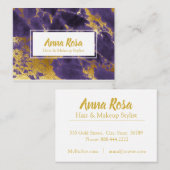 Carte De Visite Maquillage de marbre mauve-foncé d'or Girly (Devant / Derrière)