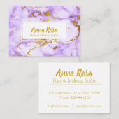 Carte De Visite Maquillage de marbre pourpre d'or chic de *~* (Devant / Derrière)