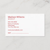 Carte De Visite Maquillage de Parties scintillant rouge et or gras (Dos)