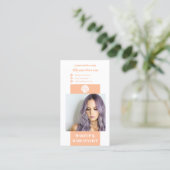 Carte De Visite Maquillage de pêche moderne cheveux photo qr code  (Debout devant)