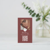 Carte De Visite Maquillage de photo avec code QR et logo script mo (Debout devant)