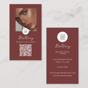Carte De Visite Maquillage de photo avec code QR et logo script mo