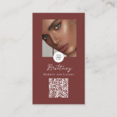 Carte De Visite Maquillage de photo avec code QR et logo script mo (Devant)
