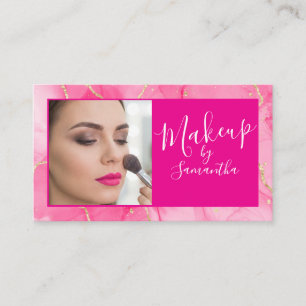 Carte De Visite Maquillage de photo de script de marbre rose chaud