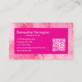 Carte De Visite Maquillage de photo de script de marbre rose chaud (Dos)