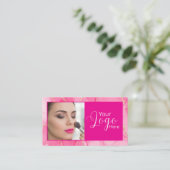 Carte De Visite Maquillage de photo de script de marbre rose chaud (Debout devant)