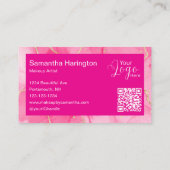 Carte De Visite Maquillage de photo de script de marbre rose chaud (Dos)