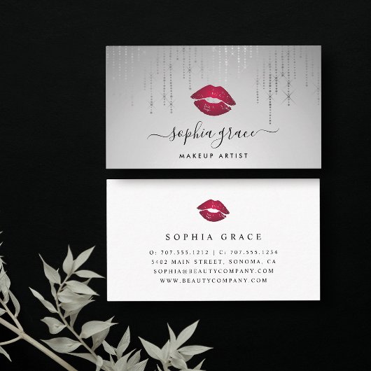 Carte De Visite Maquillage de pluie d'argent lèvres d'artiste