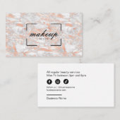 Carte De Visite  Maquillage de salon de beauté Artiste Rose Marbre (Devant / Derrière)
