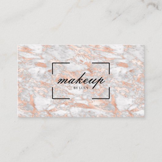 Carte De Visite  Maquillage de salon de beauté Artiste Rose Marbre (Devant)