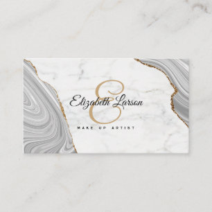 Carte De Visite Maquillage de Salon QR Pailleté Argent Marbre Mode