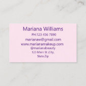 Carte De Visite maquillage de script violet yeux beauté rose (Dos)