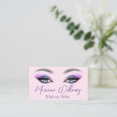 Carte De Visite maquillage de script violet yeux beauté rose (Debout devant)