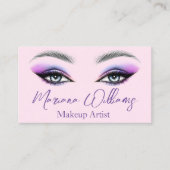 Carte De Visite maquillage de script violet yeux beauté rose (Devant)