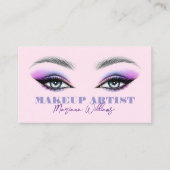 Carte De Visite maquillage de script violet yeux d'artiste rose (Devant)