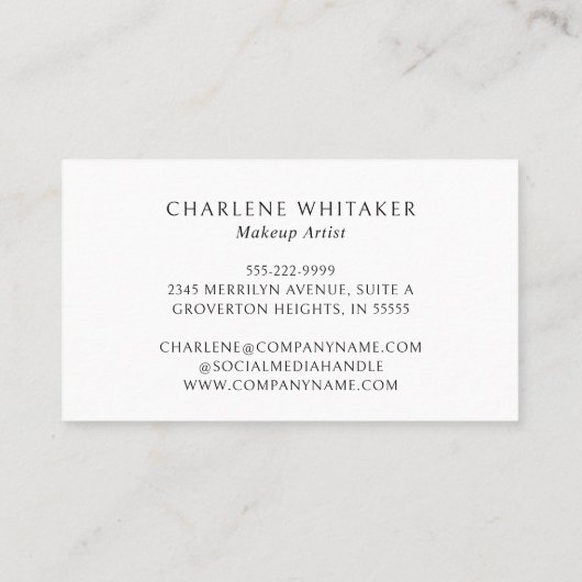 Carte De Visite Maquillage de typographie de script moderne (Dos)