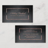 Carte De Visite Maquillage d'eau noir à cadre doré rose moderne (Devant / Derrière)