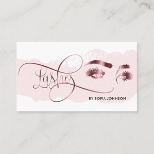 Carte De Visite Maquillage des cils Rose d'oreille Microblading or