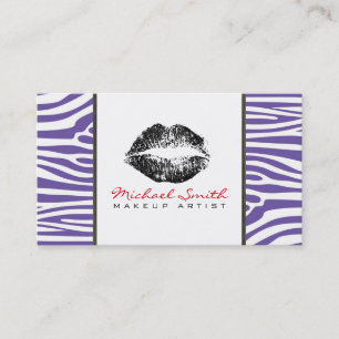 Carte De Visite Maquillage des lèvres noires Artiste Zèbre moderne