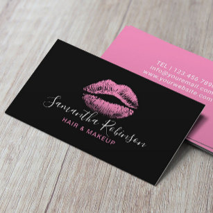 Carte De Visite Maquillage des lèvres roses Artiste Coiffure Styli