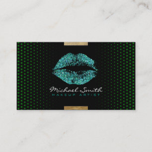 Carte De Visite Maquillage des lèvres turquoise Artiste Dots moder