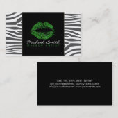 Carte De Visite Maquillage des lèvres vertes Artis Zèbre moderne p (Devant / Derrière)