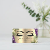 Carte De Visite Maquillage d'or Lashes Floral Mint Purple (Debout devant)