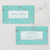 Carte De Visite Maquillage élégant chic turquoise argenté de (Devant / Derrière)