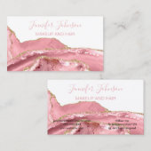 Carte De Visite Maquillage élégant de typographie rose quartz agat (Devant / Derrière)