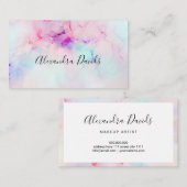 Carte De Visite Maquillage élégant Pastel Encre d'alcool tendance  (Devant / Derrière)