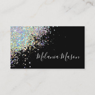 Carte De Visite Maquillage Élégant Rose Gold Paillettes Noir Holog