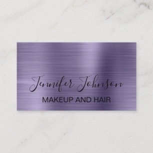 Carte De Visite Maquillage élégant typographie violet faux métal b