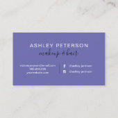Carte De Visite Maquillage élégante typographie marbre violet part (Dos)