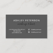 Carte De Visite Maquillage élégante typographie marbre violet part (Dos)