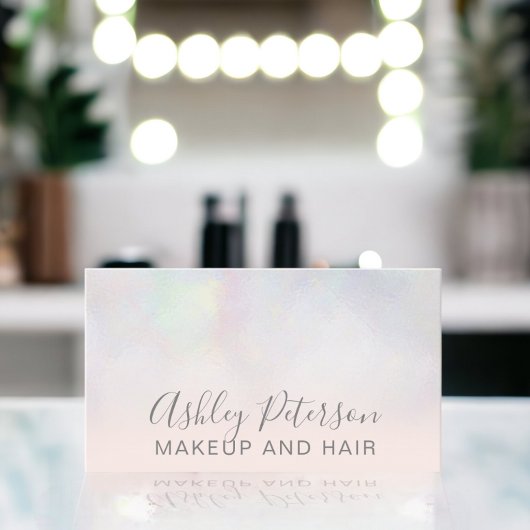 Carte De Visite Maquillage élégante typographie noir rose perle na