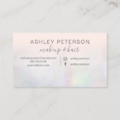 Carte De Visite Maquillage élégante typographie noir rose perle na (Dos)