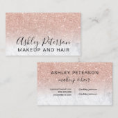 Carte De Visite Maquillage élégante typographie rose or parties sc (Devant / Derrière)