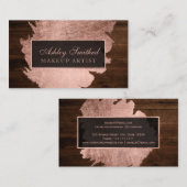 Carte De Visite Maquillage en bois rustique de traçage rose (Devant / Derrière)